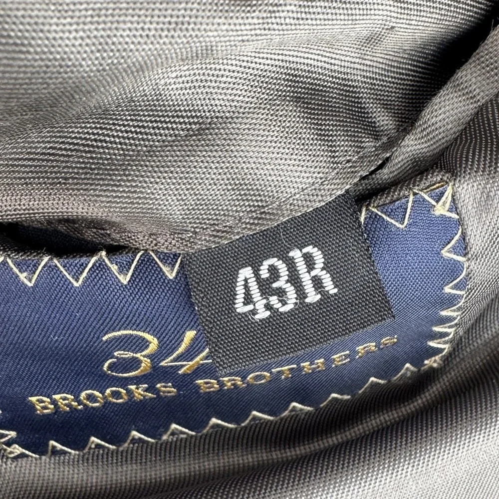 Vintage Brooks Brothers 346 Blazer Mens 43R Gray Micro Houndstooth Wool 2005